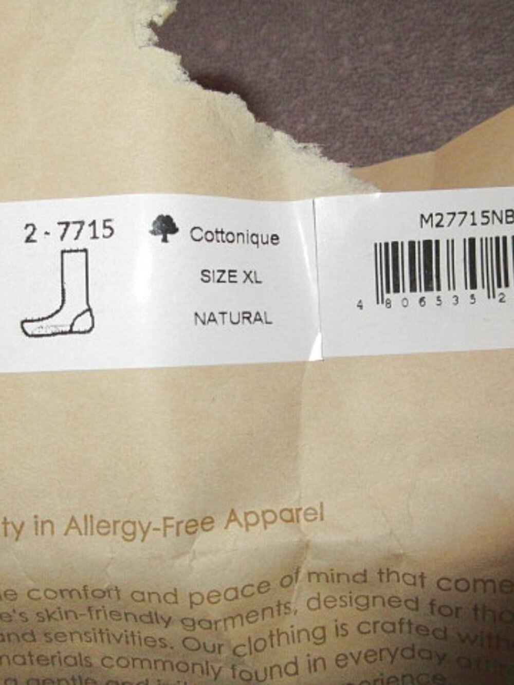 Cottonique Organic Cotton Crew Socks XL Latex Free 2 Pairs Unisex Sustainable - Picture 7 of 8